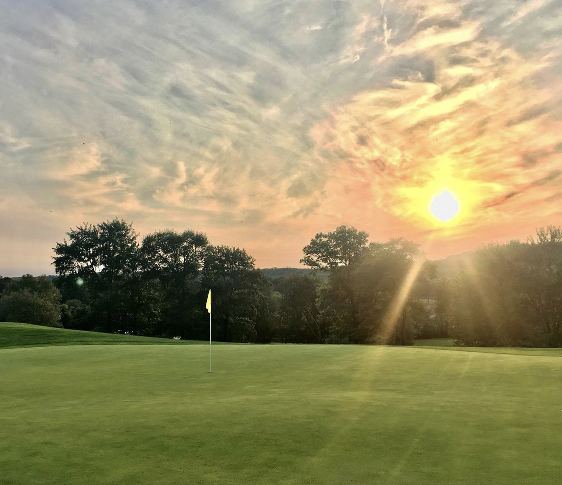 Golf course at sunset